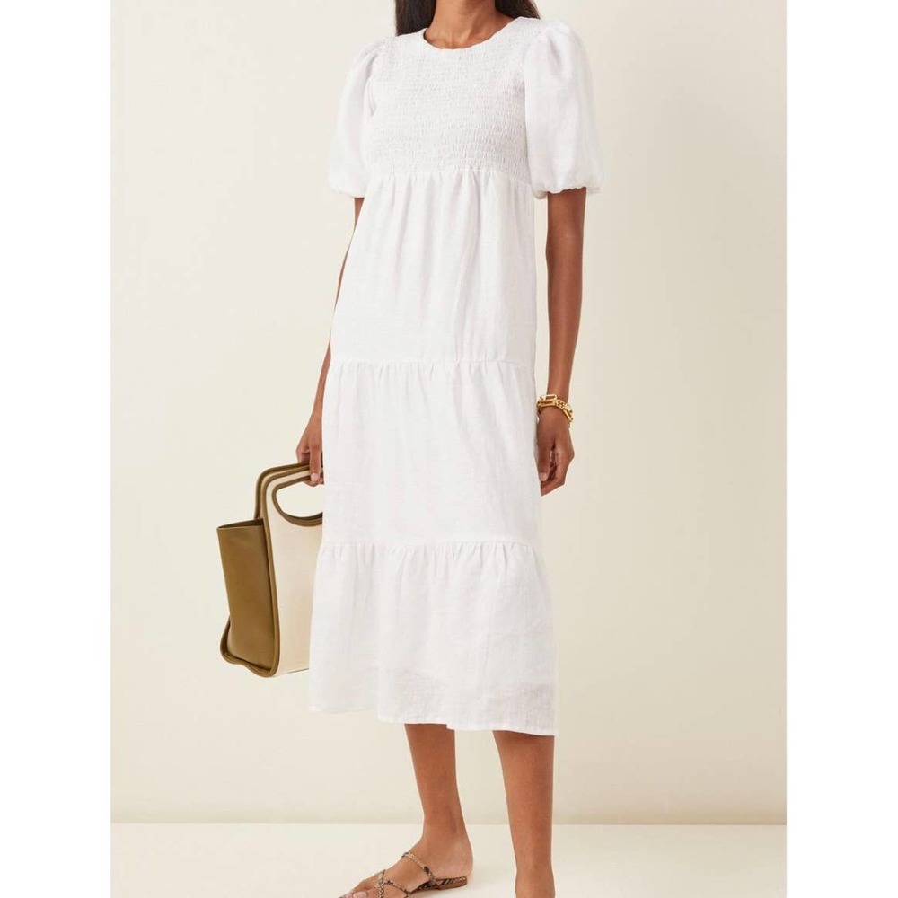 Faithfull the Brand Alberte Linen Midi Dress Size Large